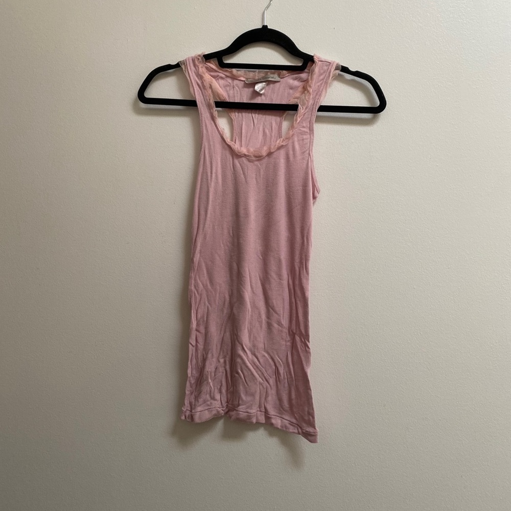 Pamela Stewart Tulle Ribbed Racerback Tank Top XS